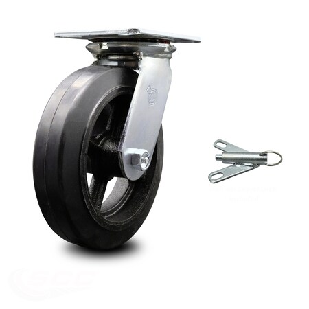 Service Caster 8 Inch Heavy Duty Rubber on Steel Caster with Roller Bearing and Swivel Lock SCC SCC-35S820-RSR-BSL